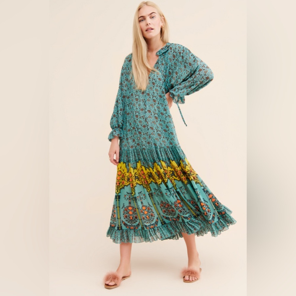 RARE Free People Feeling Groovy Maxi Dress in Blue Magic Combo NWOT